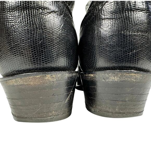Dan Post 1992 Exotic Lizard Skin Black Boots Detail Stitching Size 9D USA-Nice - Picture 7 of 13